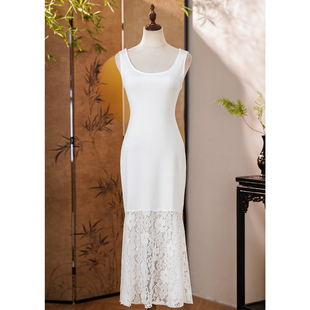 加绒旗袍女内搭新中式长款连衣裙加厚保暖衬裙百搭叠穿打底包臀裙