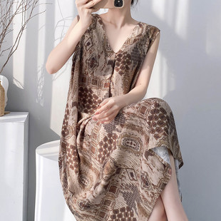 女士夏天睡裙棉绸无袖裙子绵绸带胸垫防凸点人造棉连衣裙夏季薄款