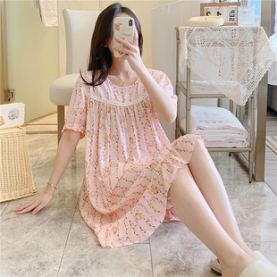 少女夏天睡裙女士棉绸连衣裙成人绵绸裙子人造棉居家空调服夏季薄