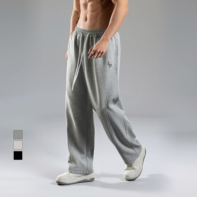 鹿家门弯刀裤2025春秋新款男士大码卫裤直筒运动长裤宽松休闲裤子