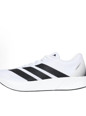 adidas DURAMO 百搭舒适轻便 低帮跑步鞋 男女同款 白黑色JS4428