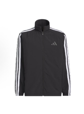 现货adidas3-Stripes立领拉链插肩袖长袖夹克男款黑色/白KC3892