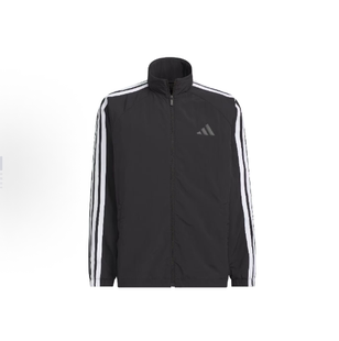 现货adidas3-Stripes立领拉链插肩袖长袖夹克男款黑色/白KC3892