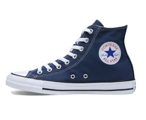 款海军蓝高帮休闲女鞋帆布鞋