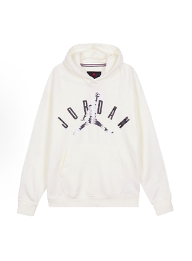 现货Jordan休闲宽松连帽字母印花套头长袖卫衣男款白色FD7416-133