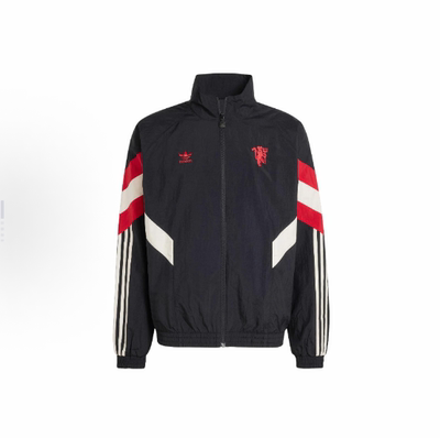 adidasoriginals立领条纹运动拼色长袖复古夹克外套男黑色IS6525