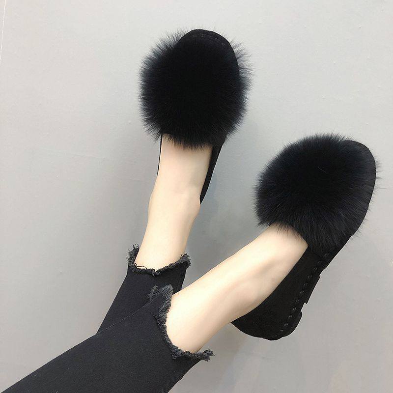 香港韩版外穿毛毛鞋女2025年新款冬季加绒软底豆豆鞋百搭平底棉鞋,女鞋,棉鞋,淘宝优惠券,粉丝福利购,淘宝优惠卷