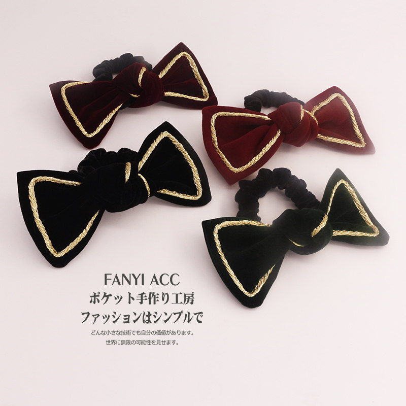 复古金丝绒黑色蝴蝶结发绳女韩版网红ins头绳少女发夹绑发圈头饰