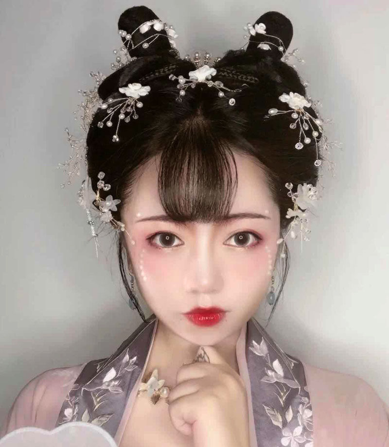 清平乐珍珠妆界音同款小兔仙仙发饰花朵水晶发叉大宋少女汉服头饰