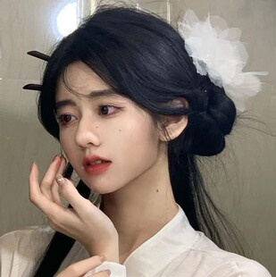 毛毛崽同款清冷白月光古风汉服发饰白色花朵头饰发夹写真花花头花