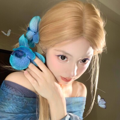 蓝色妖姬深蓝蝴蝶兰发夹卡女头花