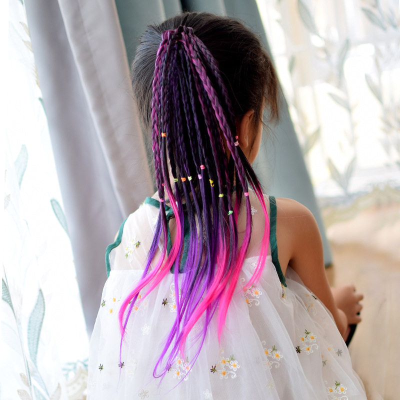 假发辫子少女孩子马尾辫彩色小辫手工编织脏辫表演网红编发接发片