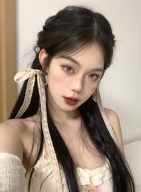 芭蕾风公主编发蕾丝发带头饰头绳