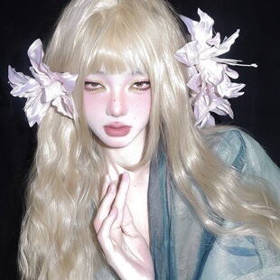 清冷氛围感纯欲仿真百合发夹侧边夹发卡碎发刘海古风汉服发饰头饰