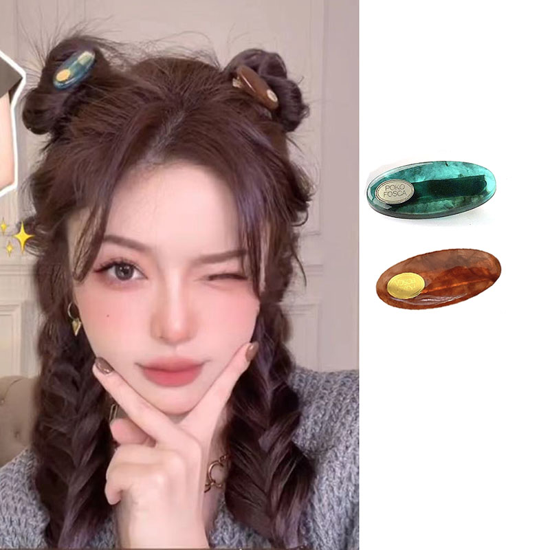 白鹿同款俏皮可爱丸子头发饰椭圆发夹侧边刘海夹发卡子碎发夹子女