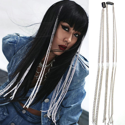 朋克风链条发夹嘻哈脏辫发饰金属