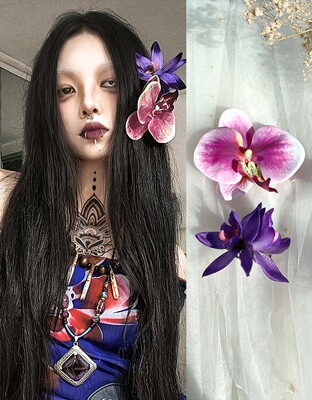 异域祭司女巫蝴蝶兰发夹花朵发饰