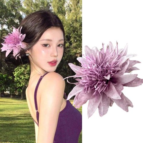 海葵花发夹女纯欲氛围感紫色超仙