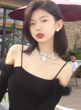 人间富贵花贵气珍珠项链新锁骨链