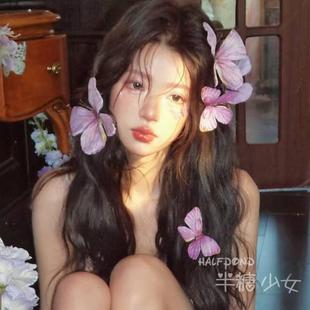 2025新款复古氛围感蝴蝶发夹立体仿真头饰发卡子侧边夹拍照发饰女