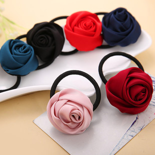 发饰品女头饰简约百搭布艺玫瑰花朵发圈头花皮套成人配饰皮筋发绳