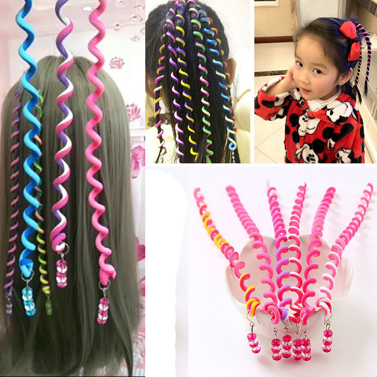 教学儿童编发饰品女童彩色卷发棒盘发工具麻花辫子小女孩发饰头饰