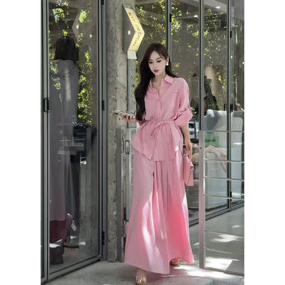 董小姐高端定制亚麻衬衫半身裙套装女2026超火气质一整套ootd穿搭