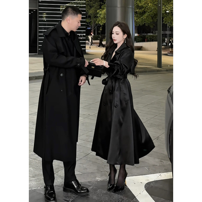 董小姐高端定制黑色醋酸风衣女款2026新款长款高端大气上档次外套