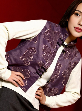 庄姿妮新春限定紫色新中式气质马甲盘口国风女装26年新款S601