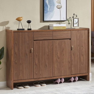 中式鞋柜胡桃实木色客厅柜子大容量储物柜家用门口收纳玄关门厅柜