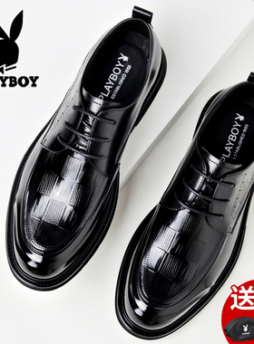 花花公子男士皮鞋真皮商务正装英伦雕花黑色结婚新郎伴郎2025新款