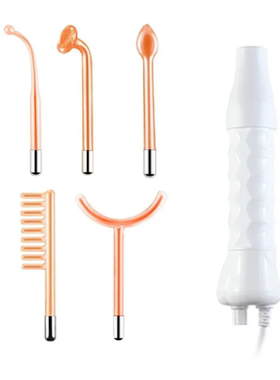 跨境5in1脸部祛痘除螨高周波美容仪高频电流梳电疗棒红光紫光蓝光