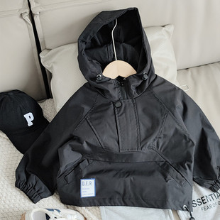 桐公子男童冲锋衣秋装2024童装秋季新款防风衣小宝宝连帽上衣外套