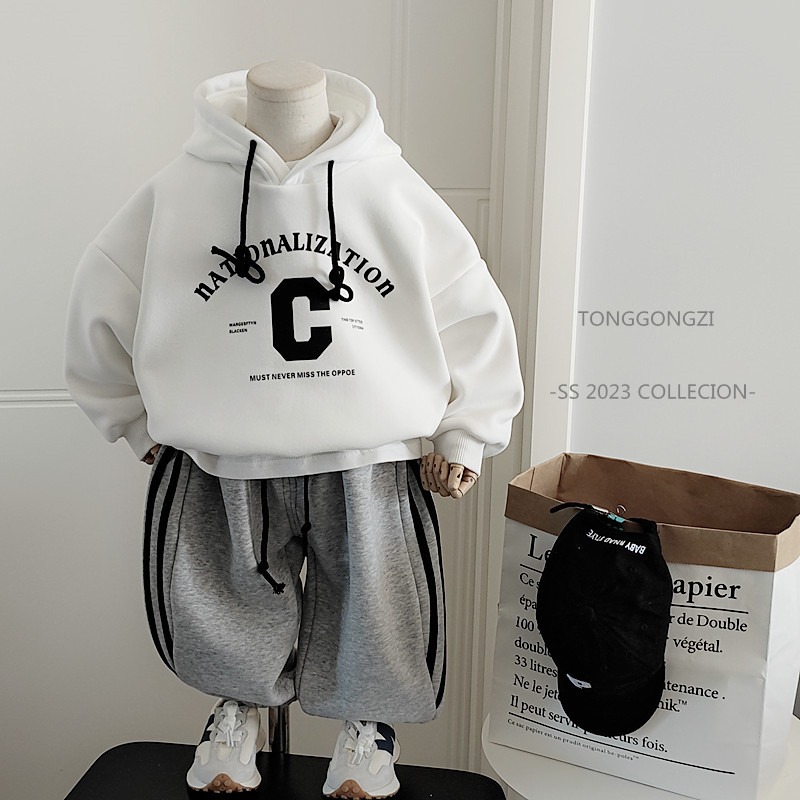 桐公子儿童冬季纯棉一体绒卫衣