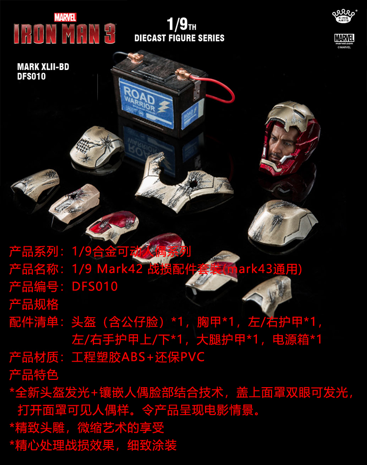 KA kingarts1:9钢铁侠mk42配件包 mark43通用战损盔甲-封面