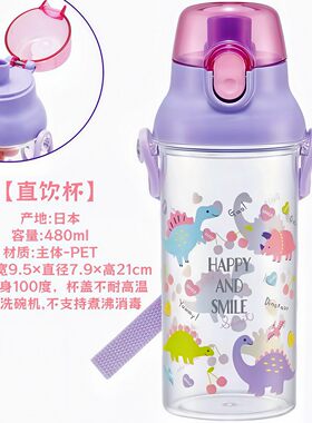 日本skater恐龙直饮水杯保温杯儿童吸管杯子小学生宝宝便携夏杯