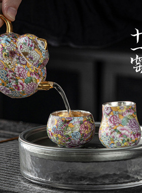 十一窑万花葫芦系列鎏银功夫茶具家用轻奢陶瓷茶壶茶杯礼盒套装
