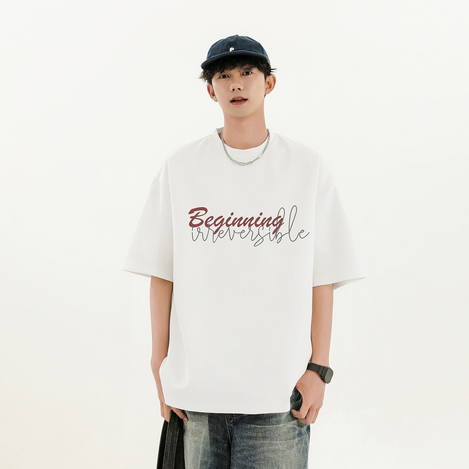 2025夏季新款麂皮绒宽松短袖T恤星座301D-1-JJ401-P28，男装T恤，星座301D-1