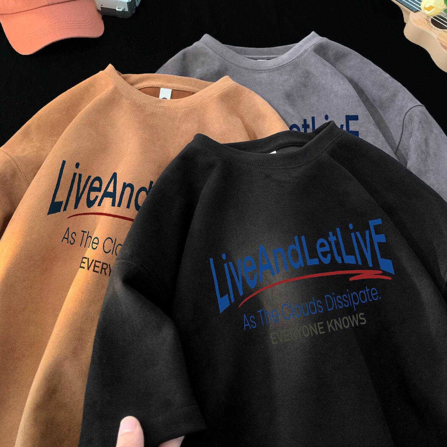 2025夏季新款麂皮绒短袖T恤潮流星座301D-1-JX0590-P28，男装T恤，星座301D-1