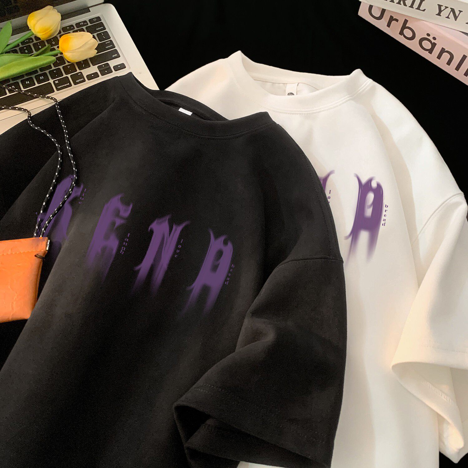 2025夏季新款麂皮绒短袖T恤潮流星座301D-1-JX0250-P28，男装T恤，星座301D-1