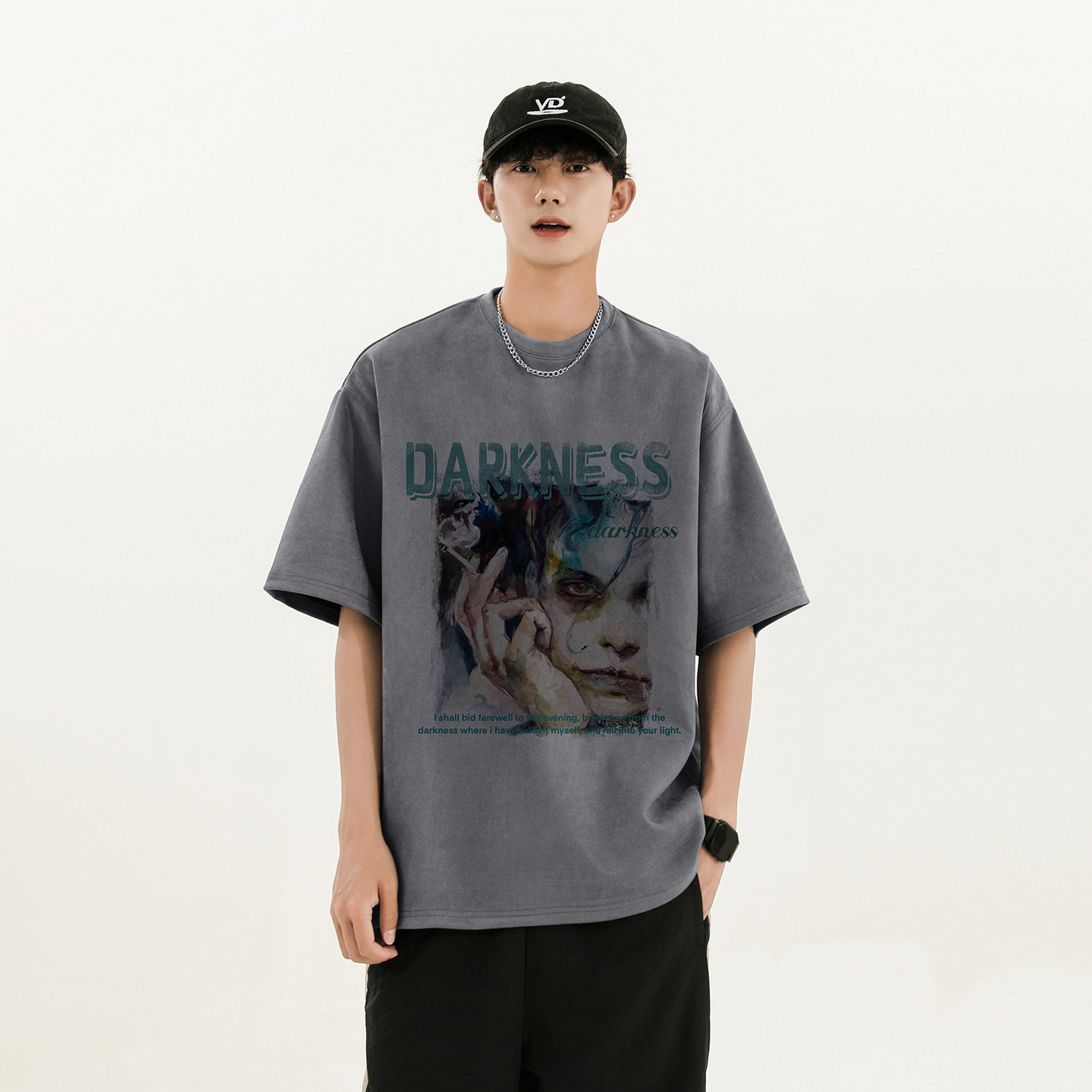 2025夏季新款麂皮绒短袖T恤潮流星座301D-1-JJ403-P28，男装T恤，星座301D-1