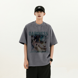 2025夏季新款麂皮绒短袖T恤潮流 星座301D-1-JJ403-P28,男装T恤,星座301D-1