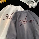 2025夏季新款麂皮绒宽松圆领短袖T恤星座301D-1-JX0350-P28，男装T恤，星座301D-1