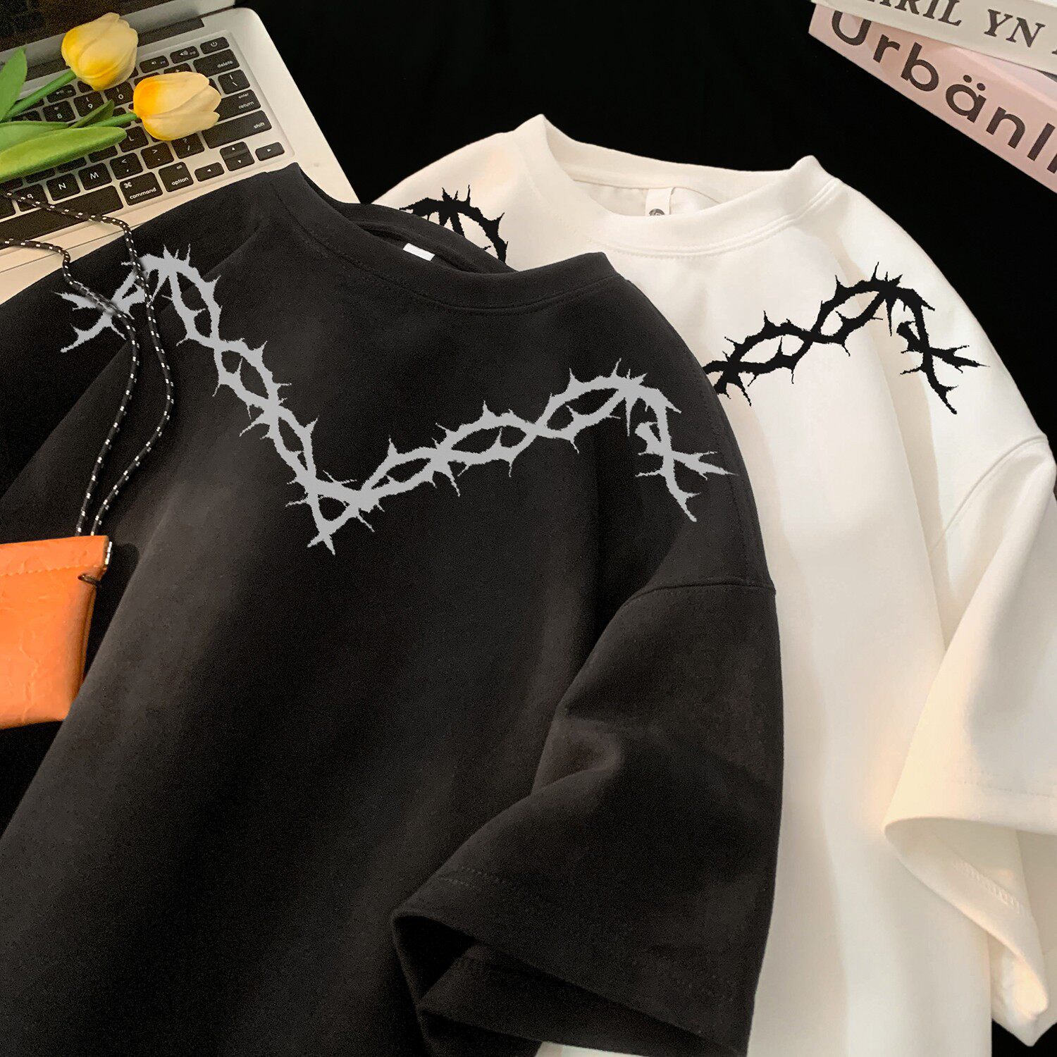 2025夏季新款麂皮绒短袖圆领T恤潮流星座301D-1-JX0310-P28，男装T恤，星座301D-1