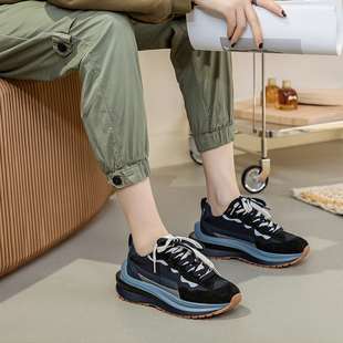 透气ins厚底华夫小蛮腰运动阿甘鞋 网红超火炸街真皮老爹鞋 女夏季