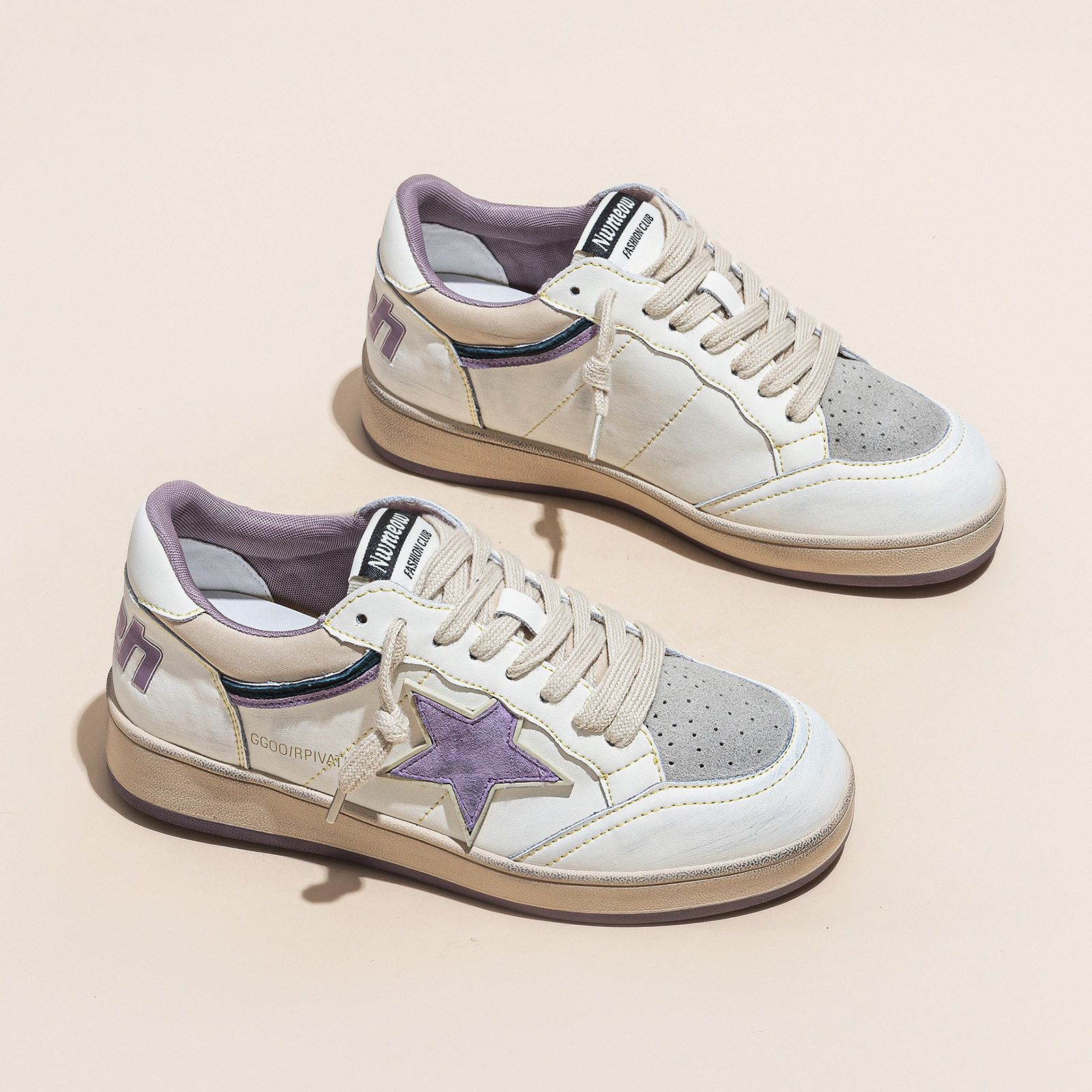 真皮星星板鞋女2025春季新款韩系爆款百搭复古擦色做旧休闲小白鞋,女鞋,休闲板鞋,淘宝优惠券,粉丝福利购,淘宝优惠卷