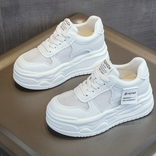 2025春季新款厚底真皮超火内增高透气小个子爆款软底小白鞋休闲鞋