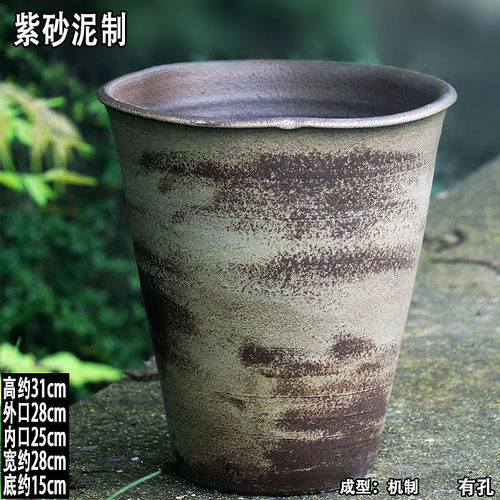 超大号大口径粗陶花盆透气老桩多肉盆复古盆景盆簕竹幸福树花盆高