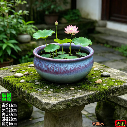 大口径水培陶瓷花盆小号