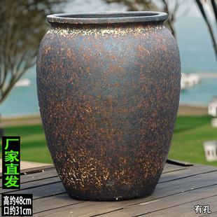 超大落地景观盆种树陶盆透气老式粗陶罐庭院陶瓷花盆户外种树盆高